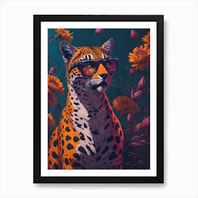 Cool Cheetah With Glasses Pop 1 Art Print