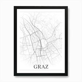 Graz, Styria, Austria, City Map, Black And White Fade Design Poster