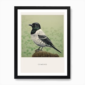 Ohara Koson Inspired Bird Painting Cowbird 3 Poster Art Print