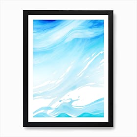 Blue Ocean Wave Watercolor Vertical Composition 131 Art Print