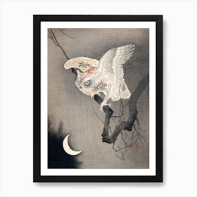 Scops Owl In Moonlight, Ohara Koson Art Print