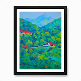 Jim Corbett National Park India Blue Oil Painting 1  Art Print