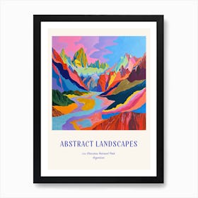 Colourful Abstract Los Glaciares National Park Argentina 6 Poster Blue Art Print