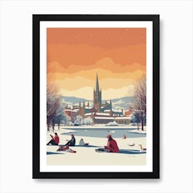 Vintage Winter Travel Illustration Inverness United Kingdom 2 Art Print