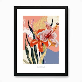 Colourful Flower Illustration Poster Gladiolus 4 Art Print