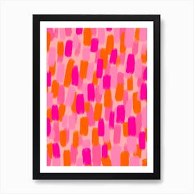 Pink And Orange Abstract Paint Brush Effect  Art Print