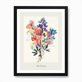 Bluebonnet 2 Collage Flower Bouquet Poster Art Print