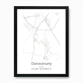 Dunavarsany,Hungary Minimalist Map Art Print