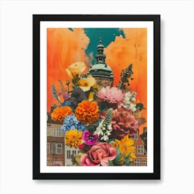 Copenhagen   Floral Retro Collage Style 2 Art Print