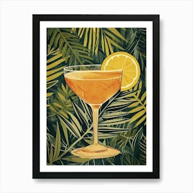 Art Deco Tropical Cocktail With Leaves Art Print