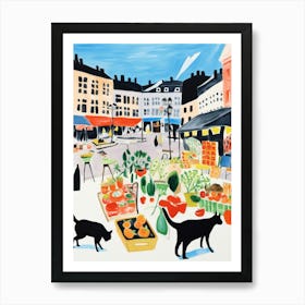 The Food Market In Oslo 2 Illustration Art Print
