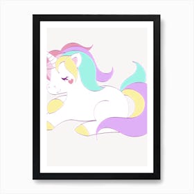 Unicorn, Spray Style, Watercolour, Fade, Children's, Kids, Nursery, Cot, Bedroom, Animal, Colourful, Art, Wall Print Art Print