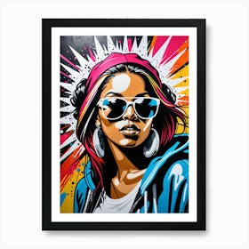 Graffiti Mural Of Beautiful Hip Hop Girl 42 Art Print