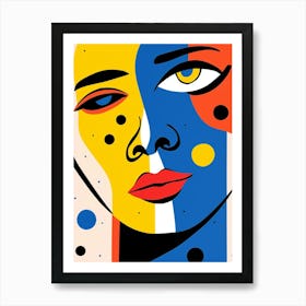 One Eye Open Geometric Face Simplistic Art Print