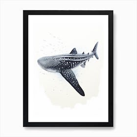  Oil Painting Of A Whale Shark Shadow Outline In Black 4 Art Print