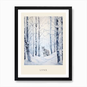Winter Watercolour Lynx 2 Poster Art Print