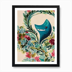 Megalodon Vintage Graphic Watercolour Art Print