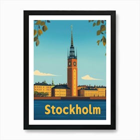 Aihrgdesign A Retro Travel Poster For Stockholm Featuring The 71a2f69c F791 42af 820e 0ab9b0d8fcf6 0 Art Print