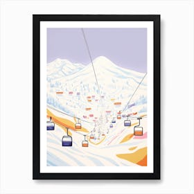 Gudauri   Georgia, Ski Resort Pastel Colours Illustration 1 Art Print