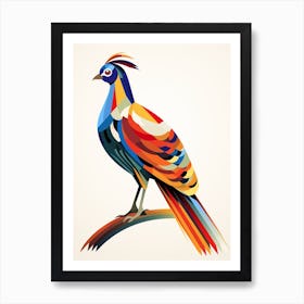 Colourful Geometric Bird Pheasant 1 Art Print