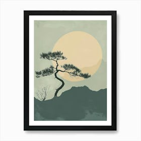 Juniper Tree Minimal Japandi Illustration 1 Art Print