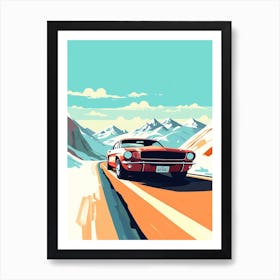 A Ford Mustang In The Route Des Grandes Alpes Illustration 4 Art Print