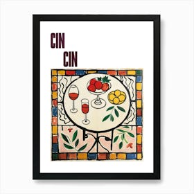 Cin Cin Poster Wine With Friends Matisse Style 7 Art Print