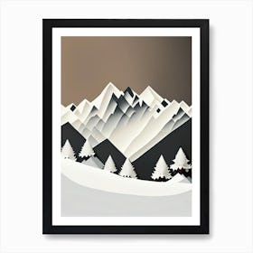 Snowflakes In The Mountains, Snowflakes, Retro Minimal 2 Art Print