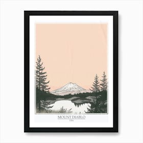 Mount Diablo Usa Color Line Drawing 8 Poster Art Print