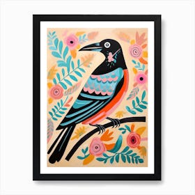 Pink Scandi Magpie 5 Art Print