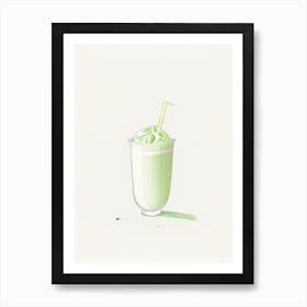 Pistachio Milkshake Dairy Food Minimal Line Drawing 2 Art Print