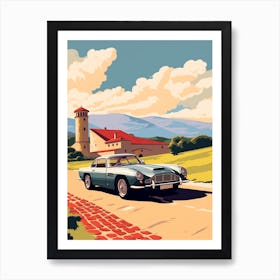 A Aston Martin Db5 In The Tuscany Italy Illustration 2 Art Print