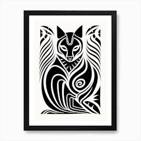 Linocut Fox Illustration 2  Art Print