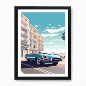 A Jaguar E Type In French Riviera Car Illustration 4 Art Print