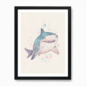 Pastel Blue & Pink Storybook Shark Art Print