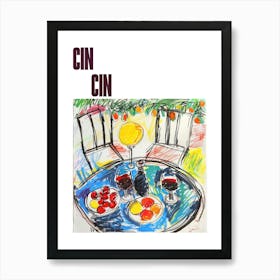 Cin Cin Poster Wine Lunch Matisse Style 5 Art Print