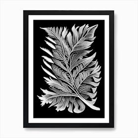 Cedar Leaf Linocut 1 Art Print
