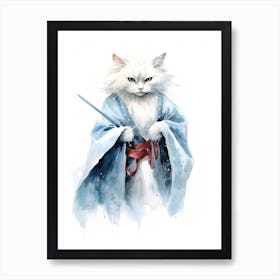Turkish Angora Cat As A Jedi 1 Art Print