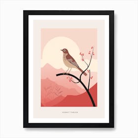 Minimalist Hermit Thrush 4 Bird Poster Art Print