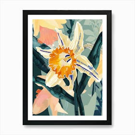 Colourful Flower Illustration Daffodil 2 Art Print