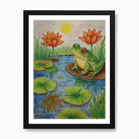 Frog In The Pond Art Print