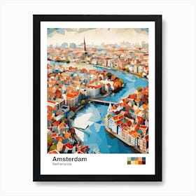 Amsterdam, Netherlands, Geometric Illustration 1 Poster Art Print