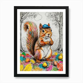 Autumn Squirrel Art Print