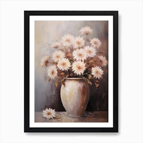 Chrysanthemum, Autumn Fall Flowers Sitting In A White Vase, Farmhouse Style 4 Art Print