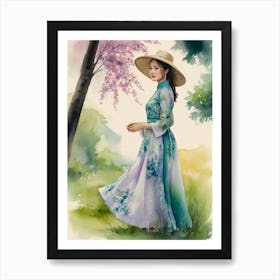 Asian Girl In Traditional Dress Art Print