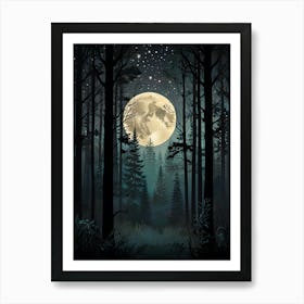 Full Moon In The Forest Art Print