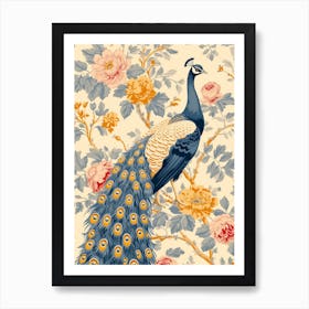 Sepia William Morris Inspired Peacock 2 Art Print