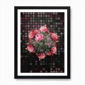 Vintage Provence Rose Flower Wreath on Dot Bokeh Pattern n.0377 Art Print