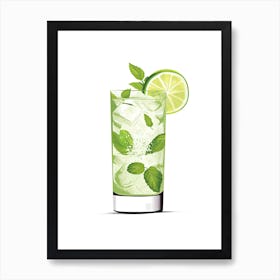 Illustration Mojito Floral Infusion Cocktail 4 Art Print