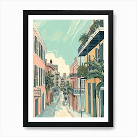 Frenchmen Street Storybook Illustration 4 Art Print